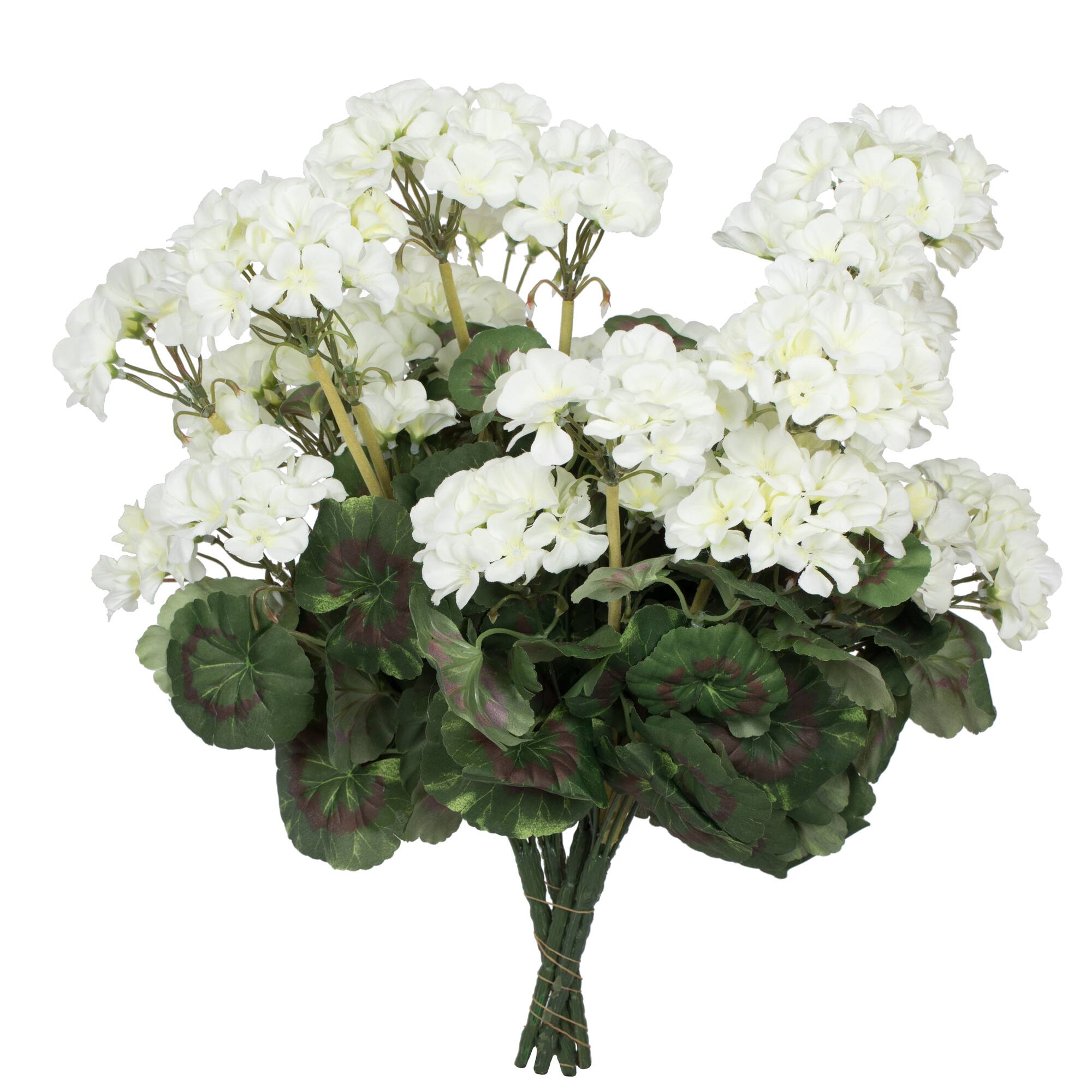 20" White Artificial Geranium Bush, 4ct.